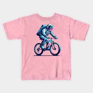 Astronaut riding a bike Kids T-Shirt